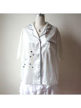 inner most vintage white embroidered pajama top